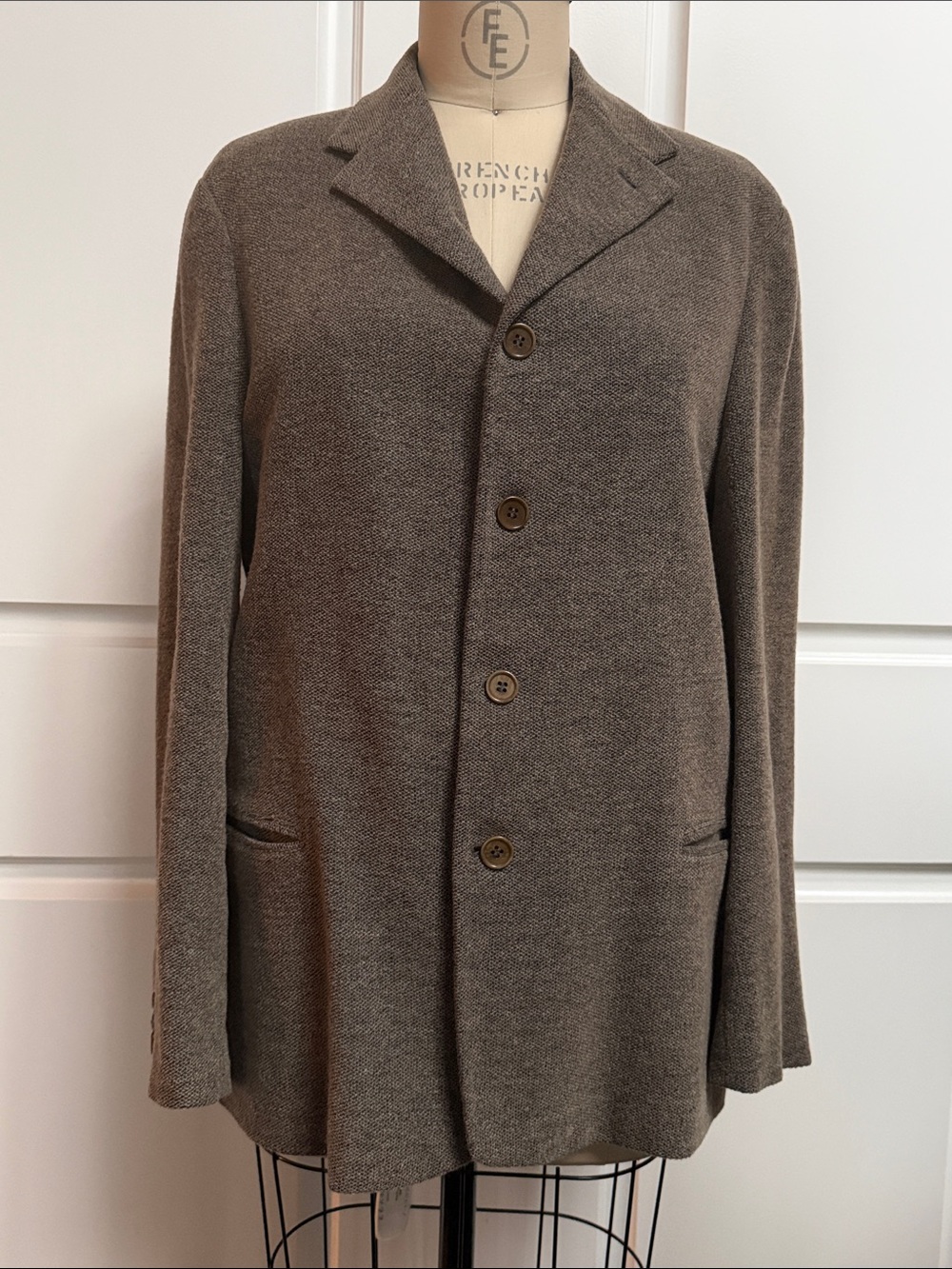 Giorgio Armani Men's Taupe Knit Button-Front Jacket
